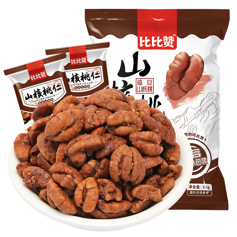 比比赞山核桃仁80g坚果干果类小零食小吃休闲食品小核桃仁肉袋装每日坚果
