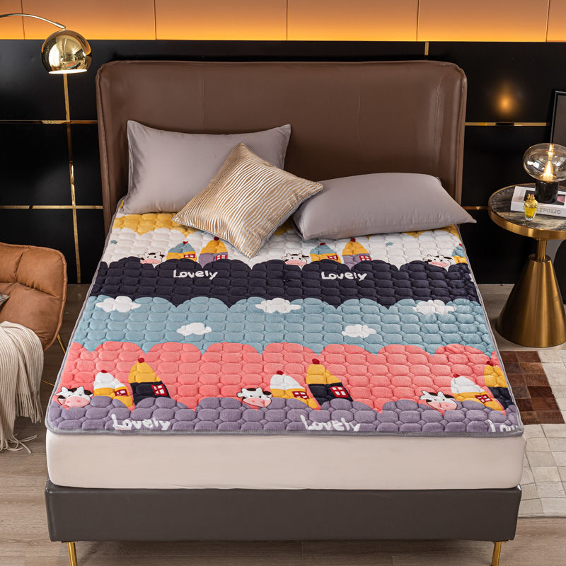 床垫子法兰绒双人床褥家用1.8防滑睡垫宿舍单人褥子可折叠可水洗高清大图