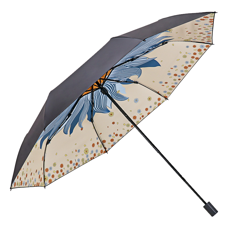 天堂伞具天堂伞三折全遮光黑胶插画晴雨伞防紫外线太阳伞遮阳伞55cm 8骨619e望日莲米色 价格图片品牌报价 苏宁易购天堂苏宁自营旗舰店