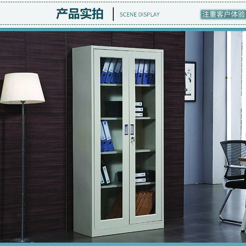 兴元 办公柜系列 钢制文件柜 通玻对开门柜 XS-001 灰白色