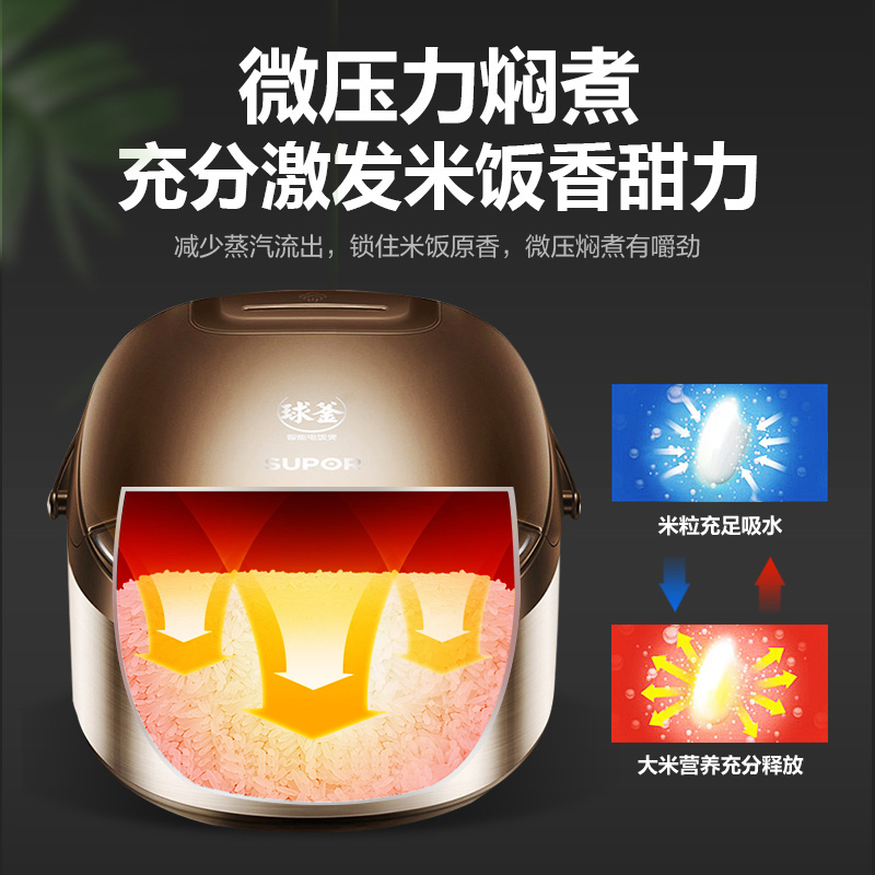 苏泊尔(SUPOR)电饭煲家用5L大容量3-8人多功能电饭锅球釜不粘内胆24小时智能预约定时SF50FC733