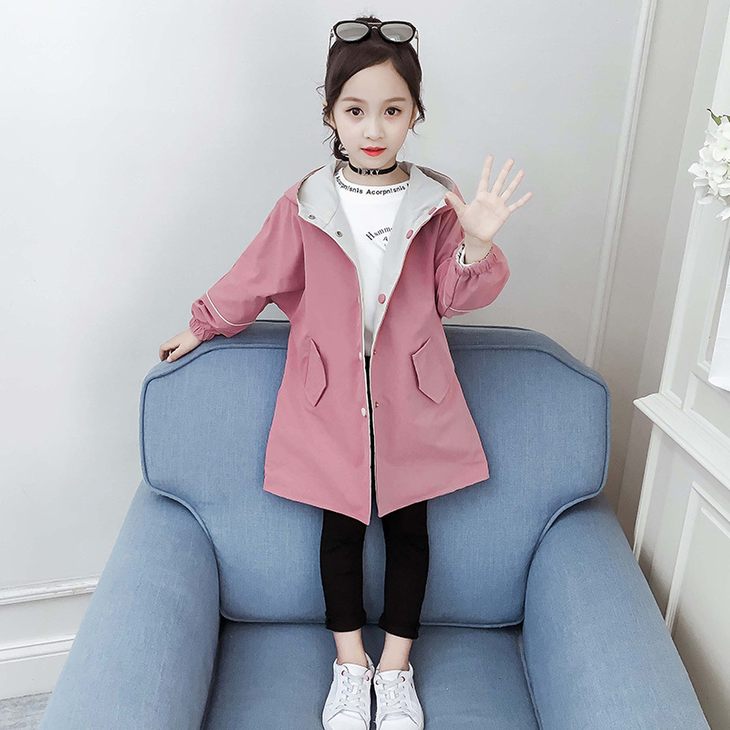 yuansu童装女童外套2020新款春秋儿童小女孩夹克衫超洋气双面穿风衣