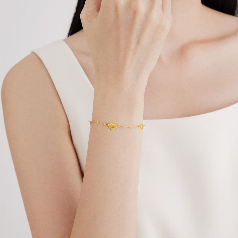 周大福爆闪鱼鳞金爱心黄金手链足金黄金手链(工费:320计价)EOF1272礼物图片