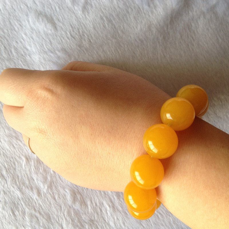 黄玛瑙圆珠造型手环男款女款黄玉髓手镯玉石手链首饰品送女朋友七夕