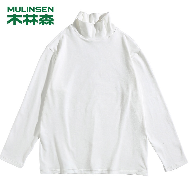 [直营]木林森(MULINSEN)纯色长袖T恤男秋冬柔软亲肤百搭高领打底衫卫衣户外休闲衣