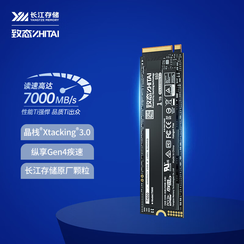 致态Ti600 2TB读速7000MB/s长江存储 2TB SSD固态硬盘 NVMe M.2接口 Ti600系列台式电脑加速固态盘