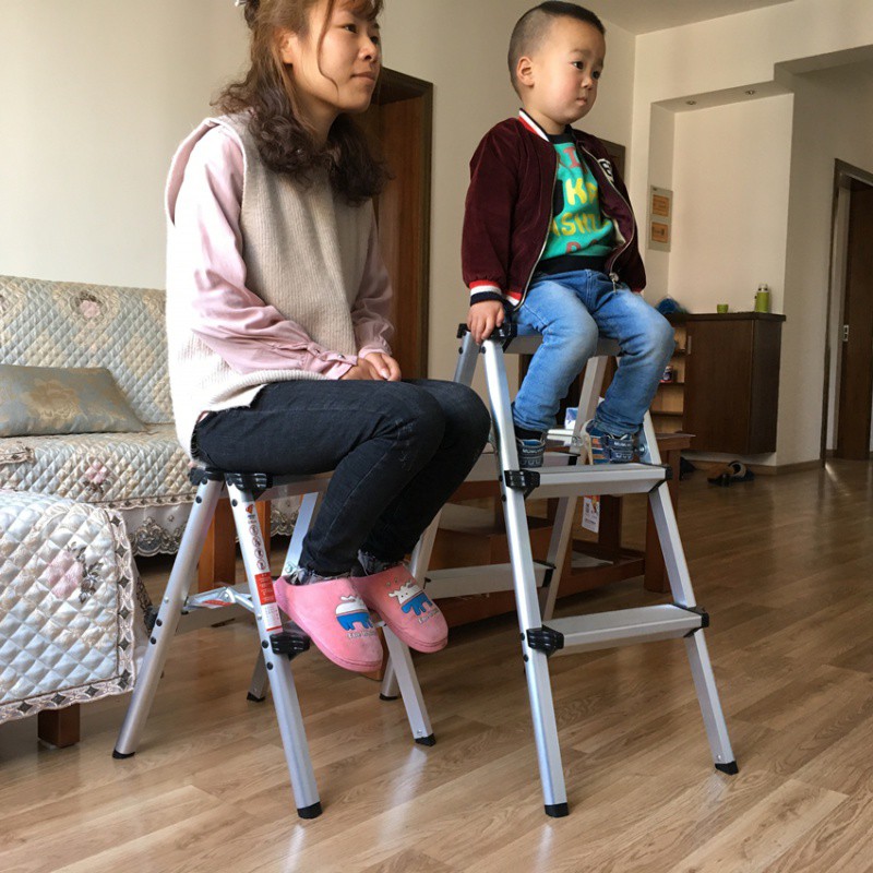 加厚人字梯家用铝合金折叠便携双面梯马凳室内装修工程梯小铝梯子 三维工匠 4步梯(加宽加厚踏板3.1KG)家用梯高清大图