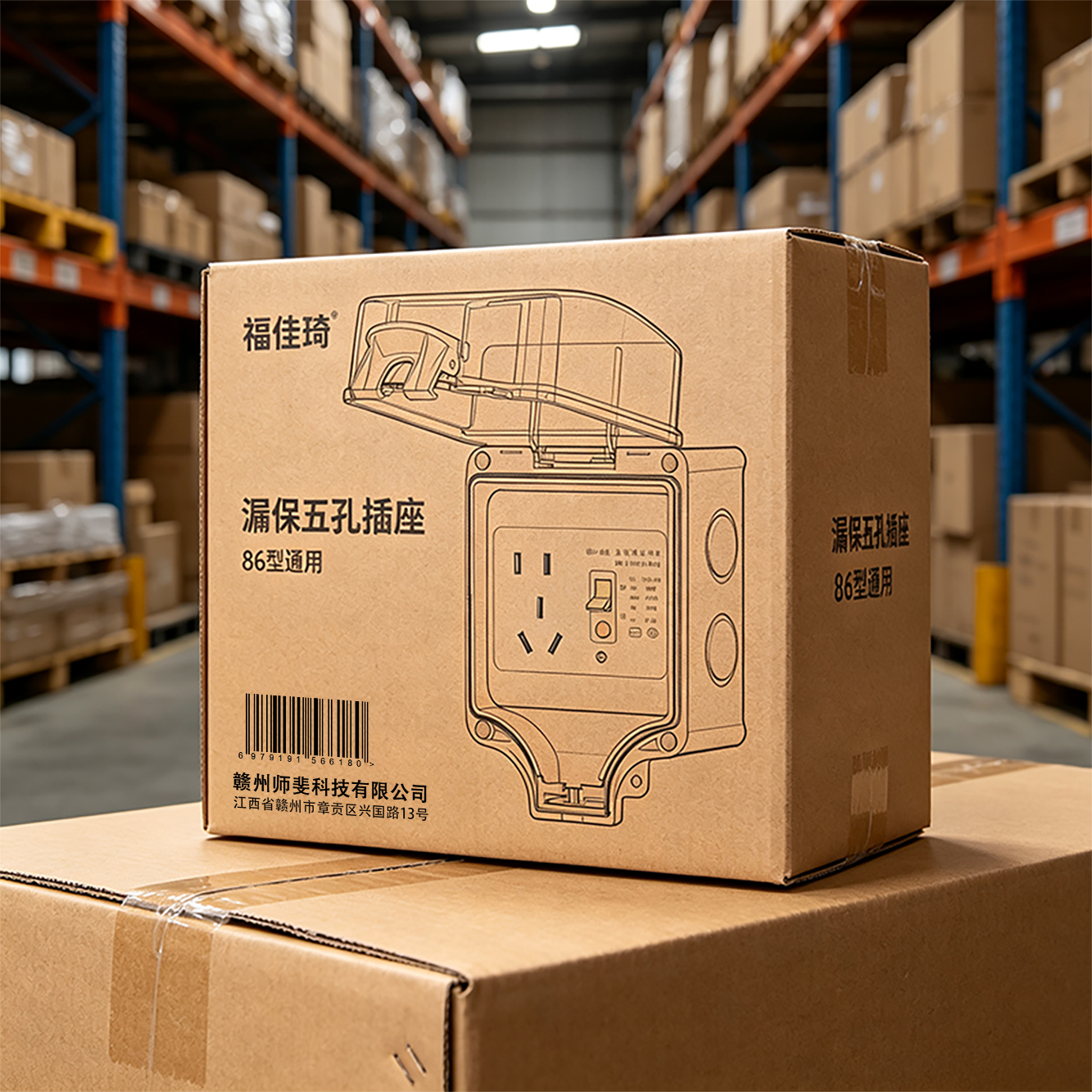 福佳琦 漏保五孔插座 86型通用 个高清大图