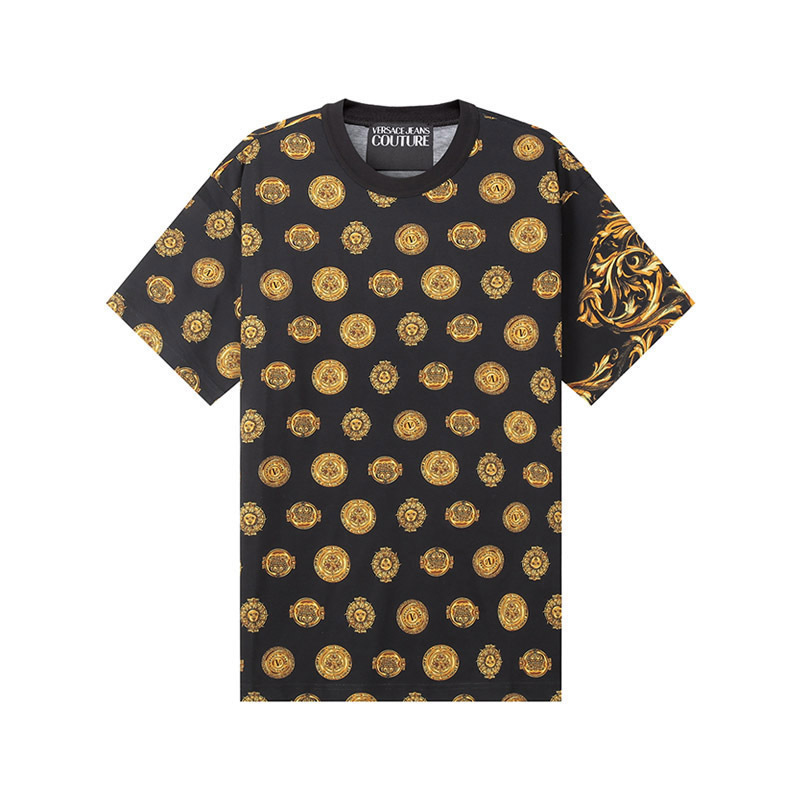 范思哲 versace jeans couture 男士棉质圆领短袖t恤72gah6r1 js064
