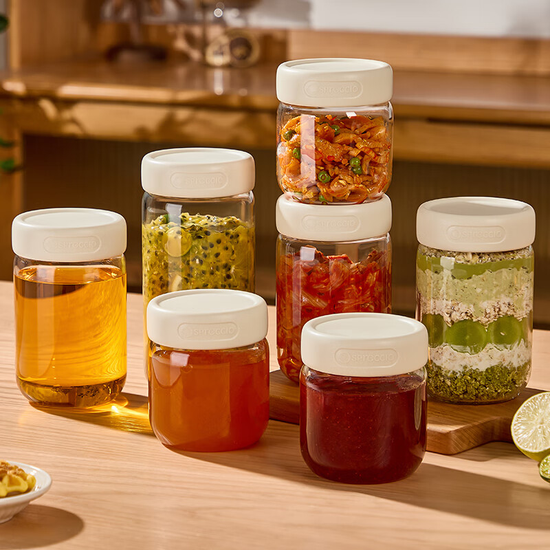 果酱瓶玻璃密封罐蜂蜜咸菜辣椒酱专用食品级储物罐家用分装空瓶子 2个装-350ml[高硼硅玻璃]高清大图