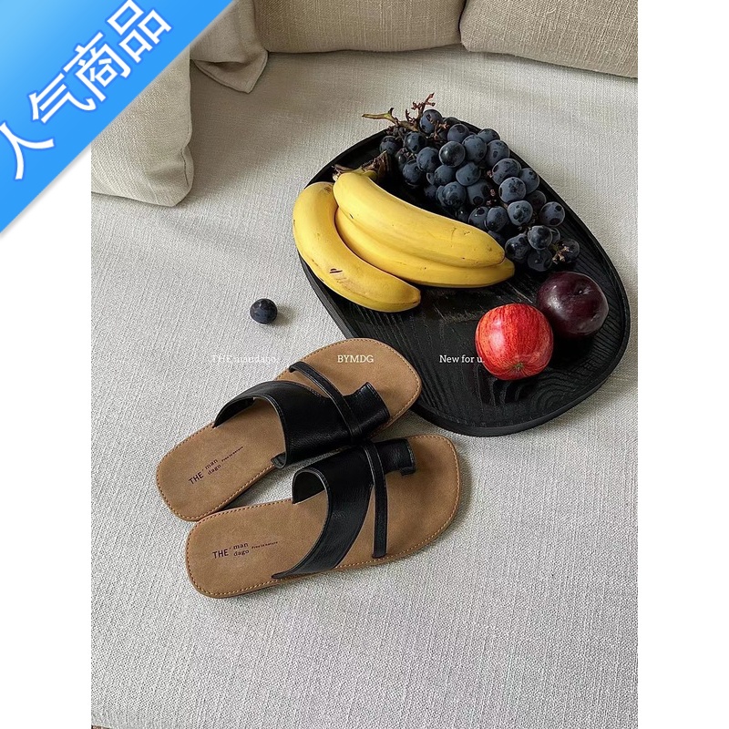 SUNTEK韩国复古套趾拖鞋女夏季外穿2023年新款小众平底软底沙滩凉拖凉U高清大图