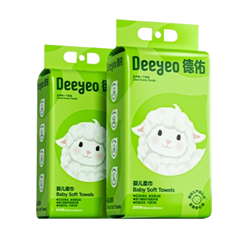 德佑绵柔巾70g200片*2包萌萌羊悬挂式10030337