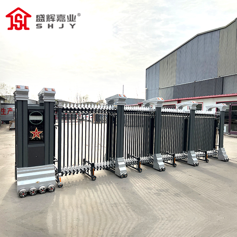 盛辉嘉业 电动伸缩门单位学校工厂别墅户外铝合金伸缩门定制高清大图