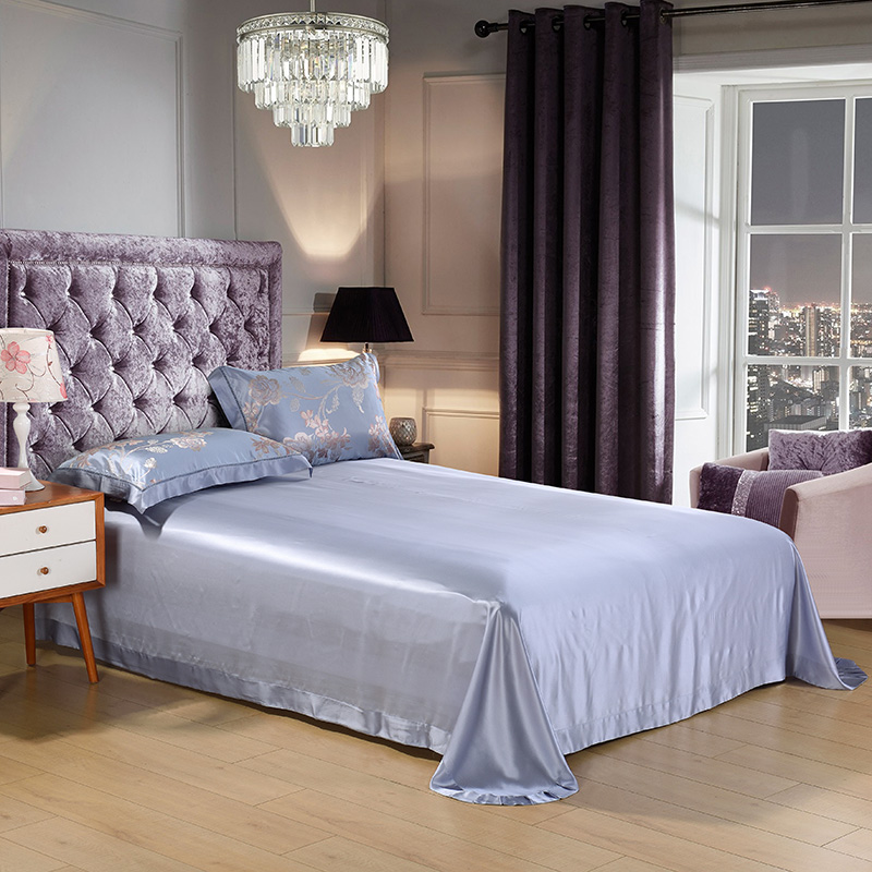 新真丝六件套色织提花重磅26姆米桑蚕丝丝绸床品套件高清大图