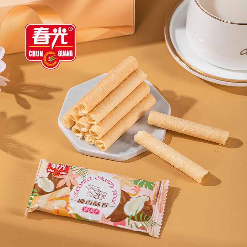 “椰香松脆小食礼盒 288g 椰香酥卷108g 椰蓉味凤凰卷100g 椰子味巴旦木曲奇80g”高清大图