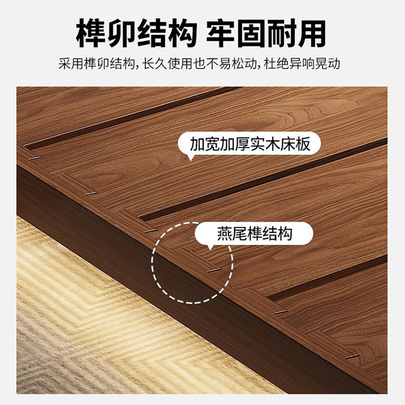 意式真皮床轻奢简约双人床主卧室带灯满铺榫卯悬浮床软包婚床高清大图