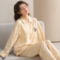 100%全棉睡衣女款纯棉2026新款春秋季长袖甜美可爱漂亮家居服套装 女款丨2XL{身高170-175体重140-160斤} 黄色猫咪