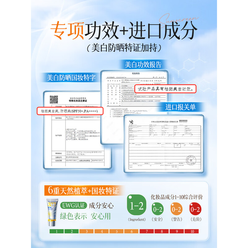 儒意(RUYI)防晒霜男女士高倍美白提亮隔离遮瑕三合一防紫外线防水防汗50+高清大图