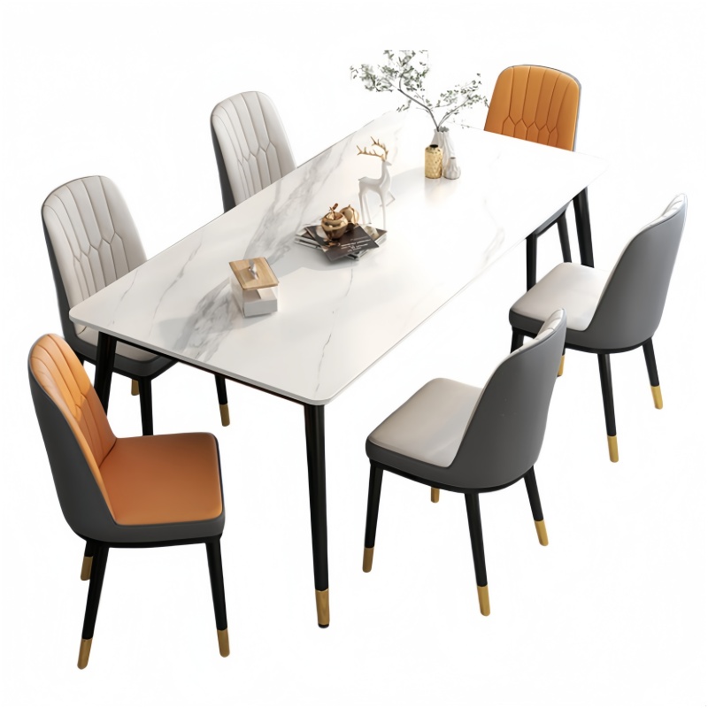 悦兴诚简约餐桌120*70*74cm+6椅套高清大图