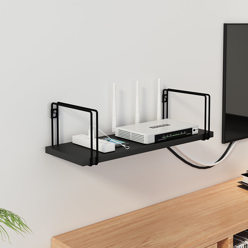 30长白色路由器置物架墙上支架墙壁电视机顶盒卧室免打孔挂墙放wifi