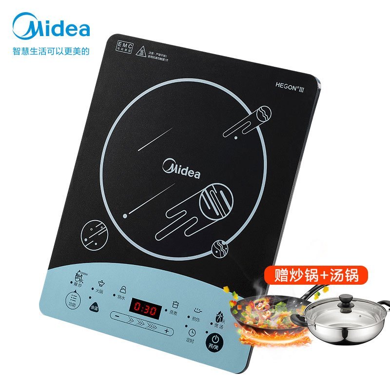 美的(Midea)电磁炉爆炒智能触控式大线盘家用多功能大火力电磁炉2200w电磁灶C22-WT2203