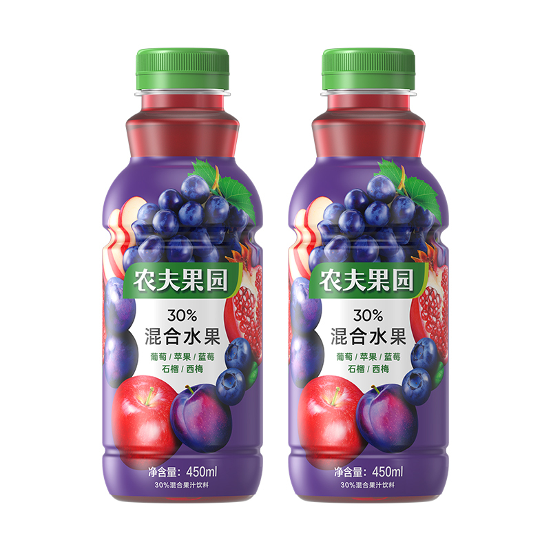 农夫山泉农夫果园30%葡萄苹果蓝莓1*15*450ml整箱装