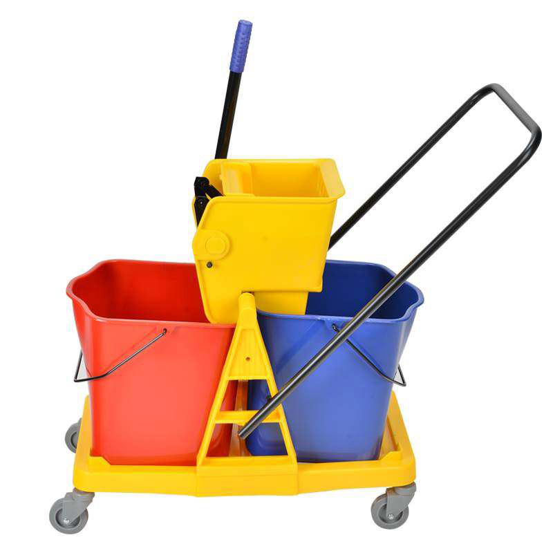 白云双桶榨水车拖把桶挤水桶免手洗桶(超云牌)24升榨水车 新增排水口设计高清大图