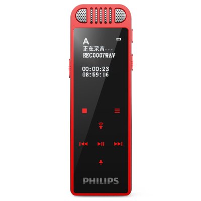 飞利浦录音笔 VTR8060 16G 会议 学习记录 WIFI 语音转文本 APP文件传输分享 智能数字降噪录音笔 红色