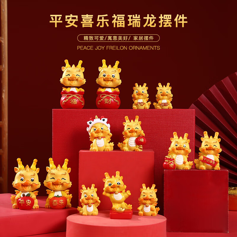 点小洁龙摆件2024龙年吉祥物桌面家居装饰品年会过新年春节礼物 钱袋财龙高清大图