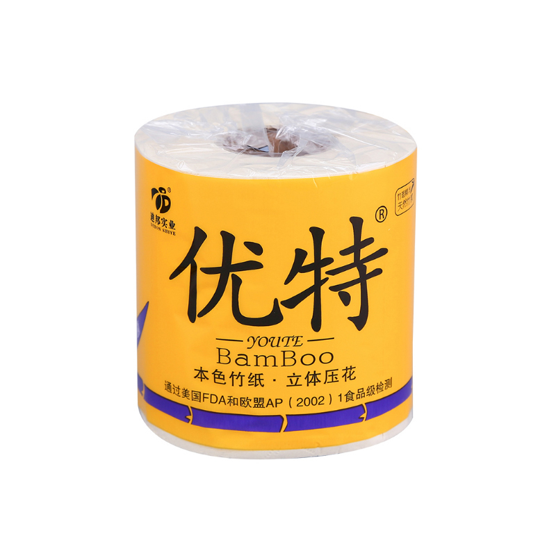 优特本色不漂白竹浆纸四层立体压花有芯卷筒纸卫生纸厕纸纸巾10粒(有芯)1400g