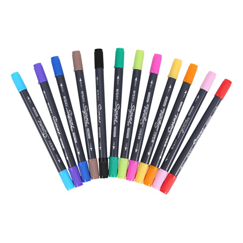 晨光mg专业水溶性双头马克笔12色盒apmw7605十盒装