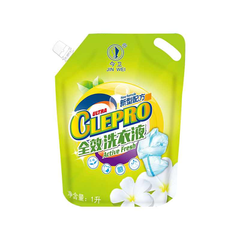 厂家直销今卫1l洗衣液袋装洗衣液无磷柔顺舒适超净去渍补充装