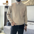 YANXU慵懒风假毛衣男士衬衫领网红设计感小众潮牌外穿针织衫 XL LR卡其3344