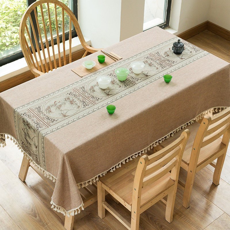 美帮汇中国风餐桌布艺现代简约茶几桌布棉麻小清新长方形台布正高清大图