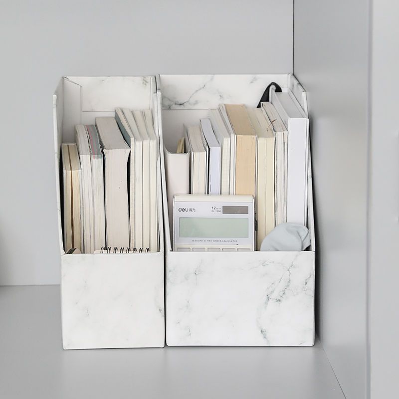 留白大理石纸质书立ins风简约手工diy桌面收纳盒本子办公室文件夹大号