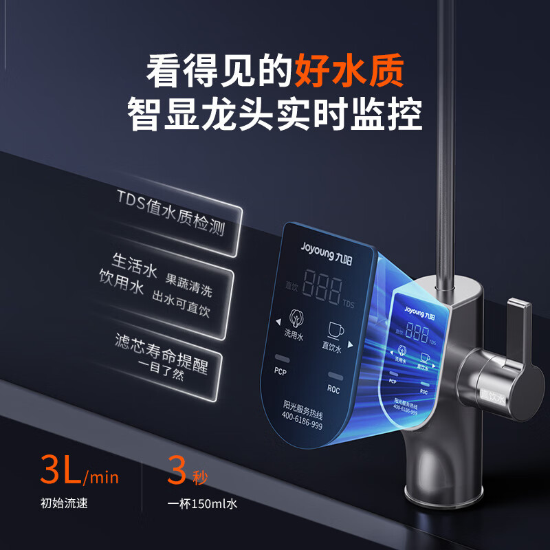 九阳(Joyoung)净水器R2 lite全屋净水机1000G大通量家用直饮机RO反渗透厨下式过滤器纯水机[R503]