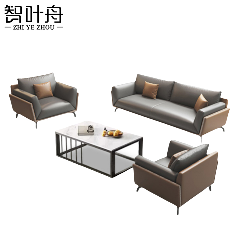 智叶舟沙发茶几组合200*90*80cm(3+1+1+茶几)套高清大图