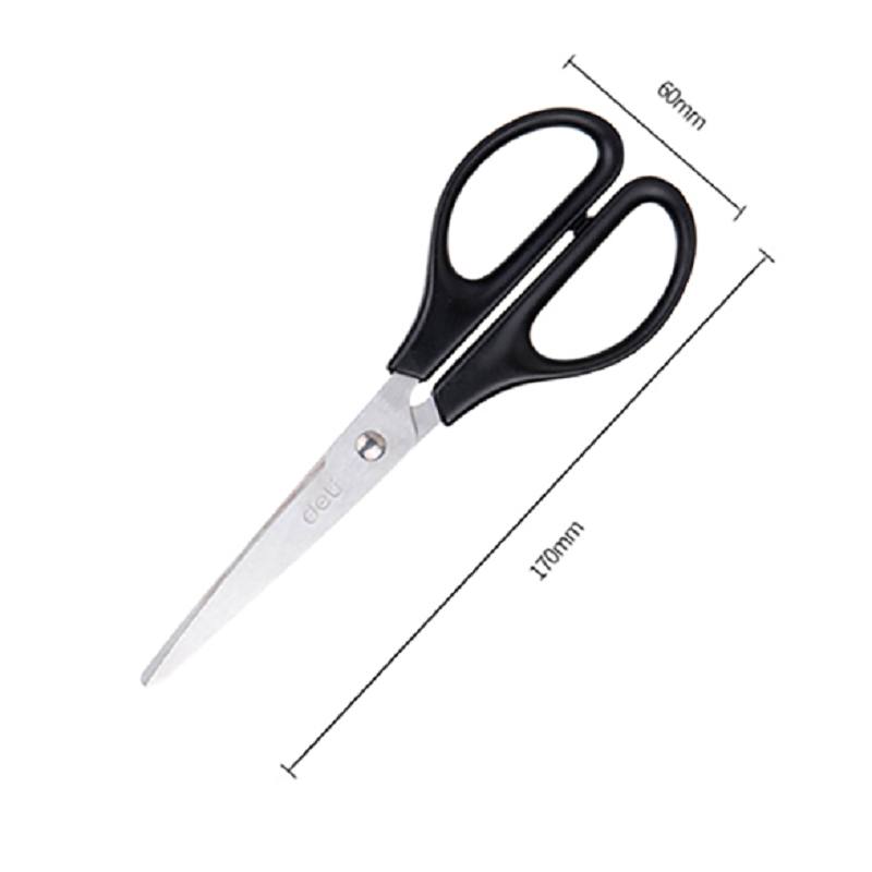 得力(deli) 170mm办公家用生活剪刀 办公用品 黑色