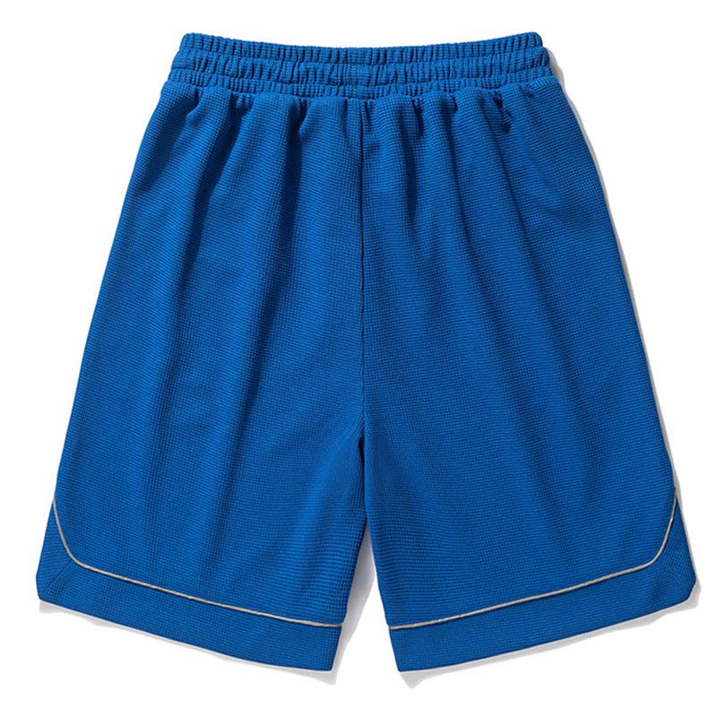 真维斯华夫格休闲运动五分裤男2022新款过膝短裤透气跑步篮球裤子图片