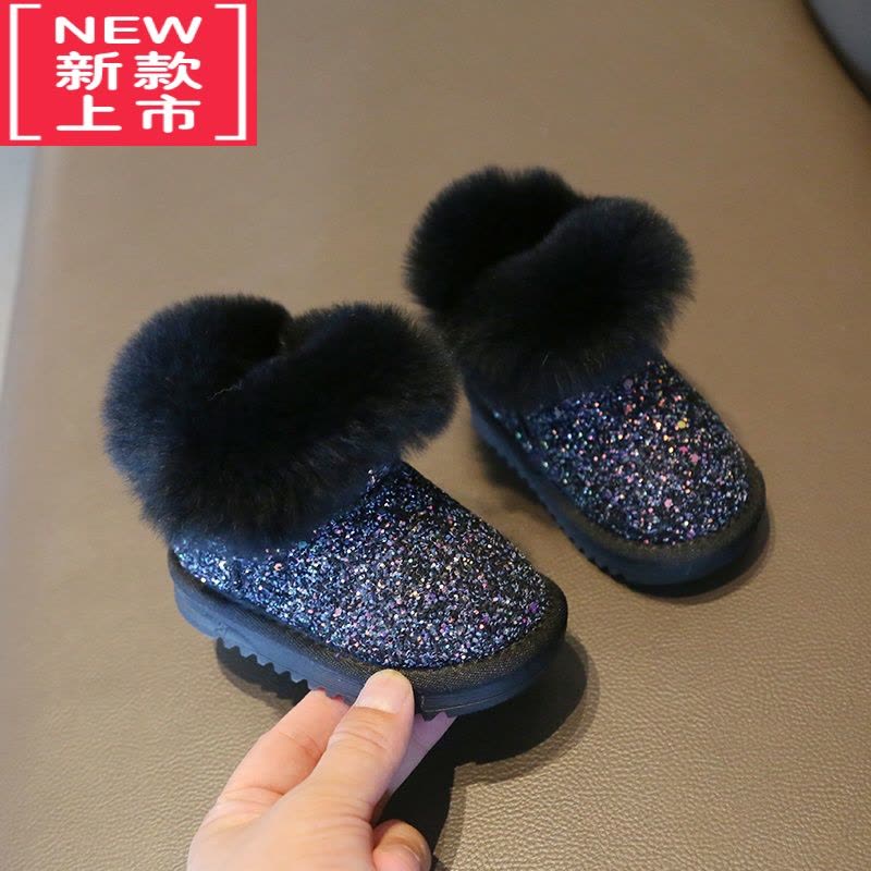 可莉允儿童雪地靴女宝宝冬季加绒短靴女童保暖棉鞋小童冬鞋婴儿学步鞋子图片