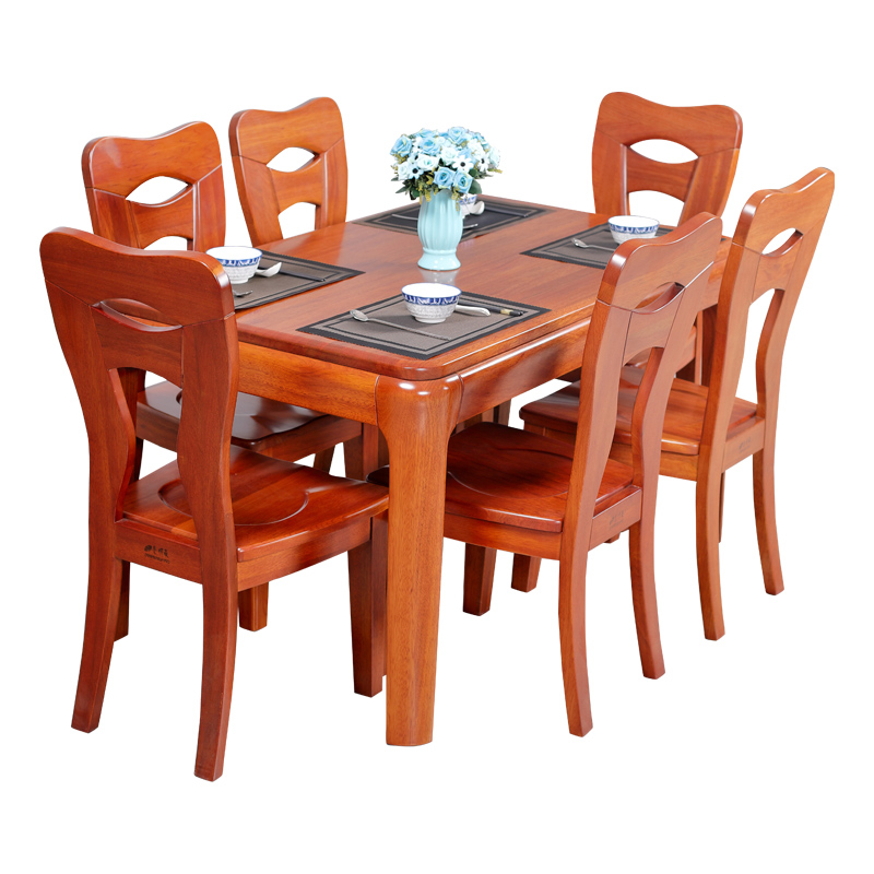 金明豪海棠木全实木餐桌椅组合餐桌家用现代简约小户型吃饭桌子全原木