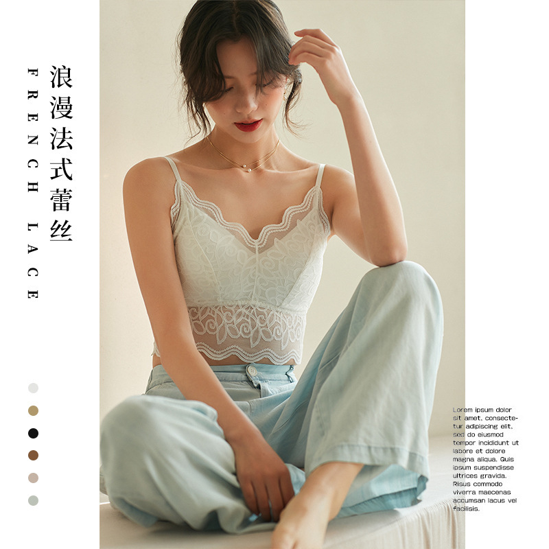 俞兆林春夏蕾丝美背内衣女无钢圈薄款背心式抹胸性感文胸女内搭网红裹胸夏