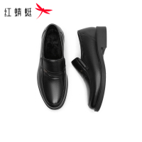 红蜻蜓男鞋秋冬新款一脚蹬商务休闲薄绒皮鞋男简约软底舒适爸爸鞋