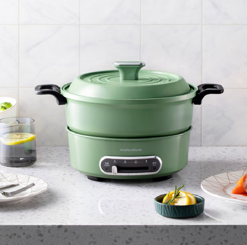 摩飞电器(MORPHY RICHARDS) MR9087 薄荷绿 多功能锅电火锅3L 家用烤涮一体电煮锅电炒锅电料理锅