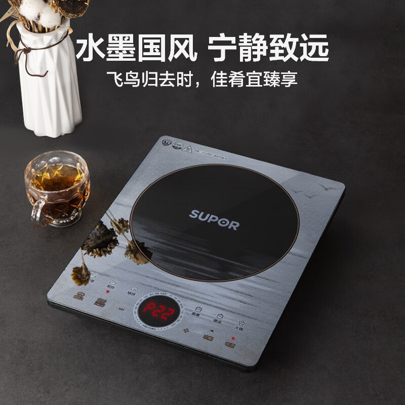 苏泊尔 C22-IH80E 秘镜系列 家用电磁炉 2200W大功率 电磁灶火锅炉 超猛火 火锅计时 定时多功能电磁炉套装