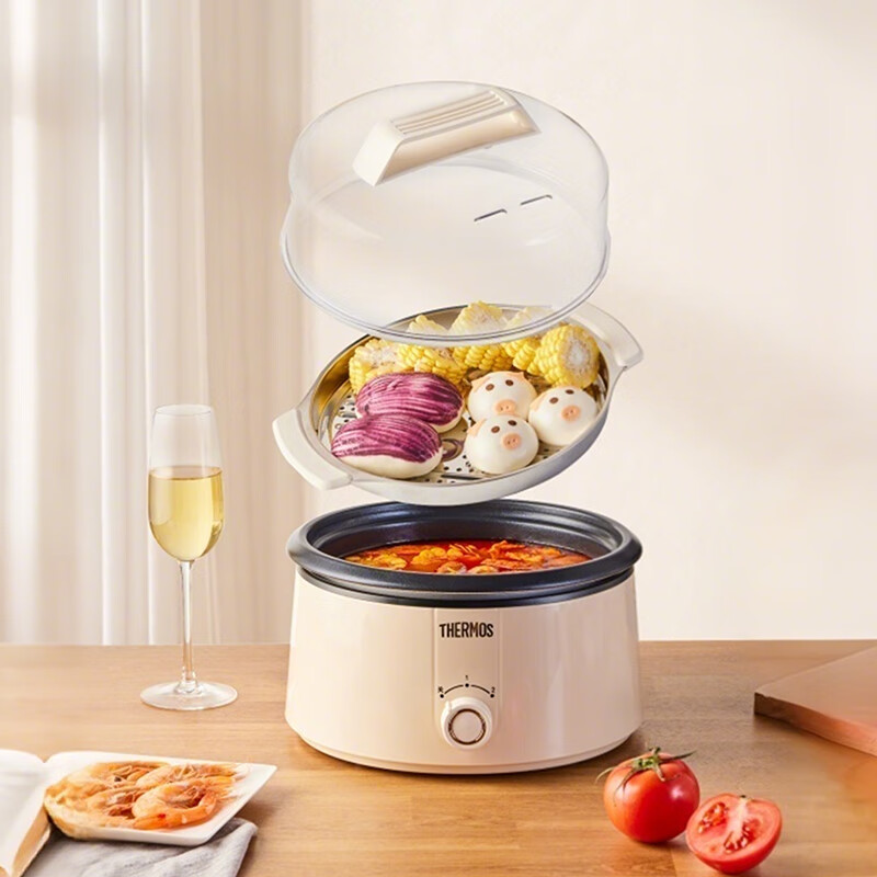 膳魔师电火锅EHA-4339A-CG多功能电火锅蒸煮炒锅旋钮式