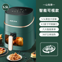 奥克斯(AUX)可视空气炸锅多功能全自动升大容量无油全家用 电炸锅机_墨绿色-5.5L-触屏款内胆可视