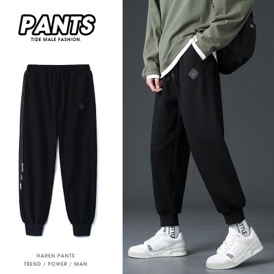 裤子男士秋季潮流宽松长裤青春嘻哈百搭流行工装束脚休闲长裤 黑色 2XL