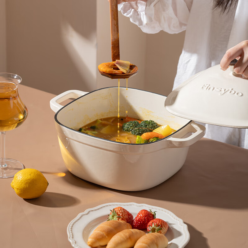 finsybo暮光森林方形珐琅锅 F-FL24A 红色 4.5L高清大图