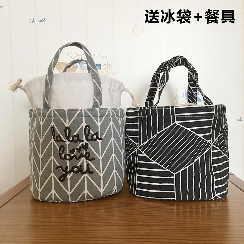 日本手提饭盒袋保温便当包卡通带饭送饭包便当袋加厚大号防水学生